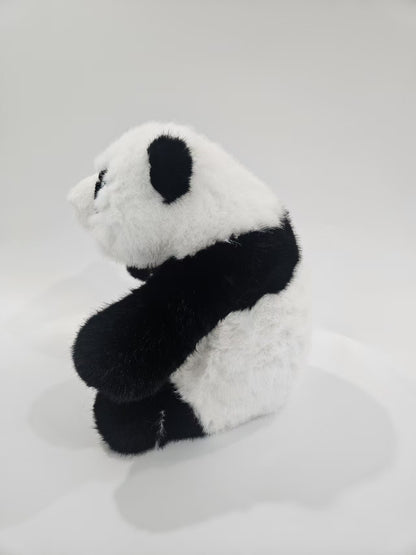 Handmade faux mink panda plush bright round eyes detail