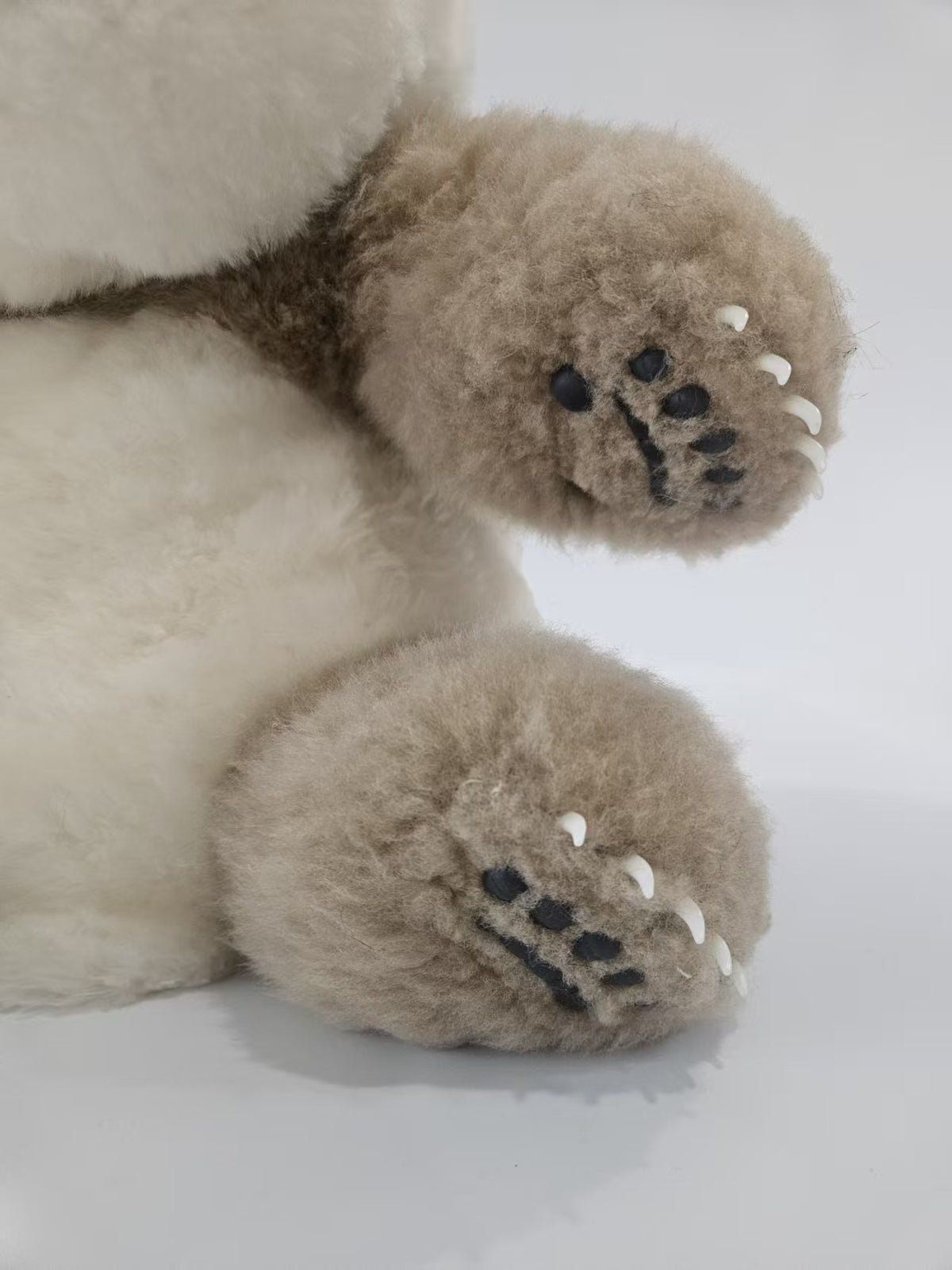 Rare brown panda plush detail close up