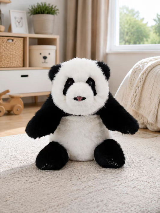 Chengshi giant panda plush front view handmade faux mink