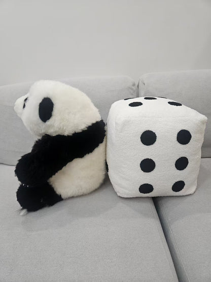 Panda dice plush set detail close up