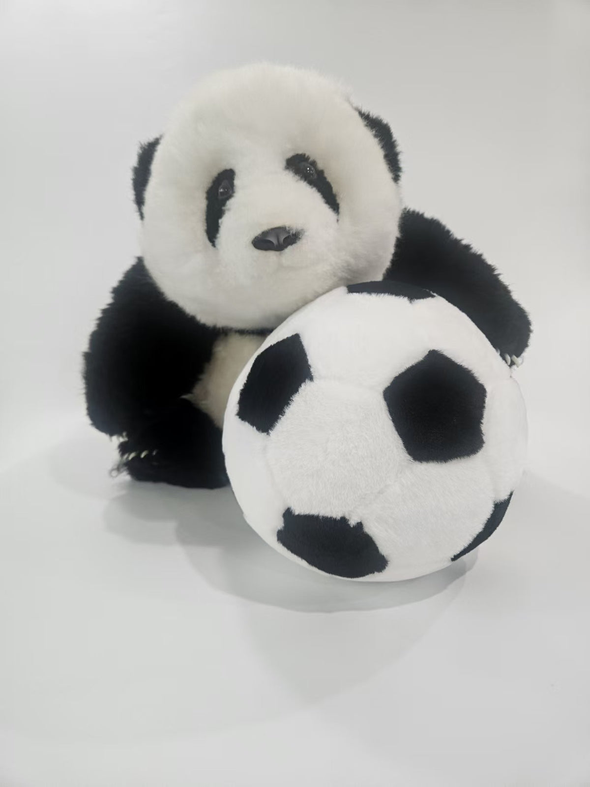 Hua Hua celebrity panda stuffed animal with football pure wool