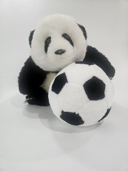 Hua Hua celebrity panda stuffed animal with football pure wool