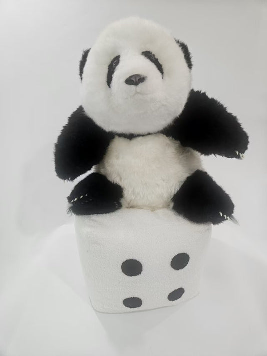 Hua Hua panda and dice plush set front view