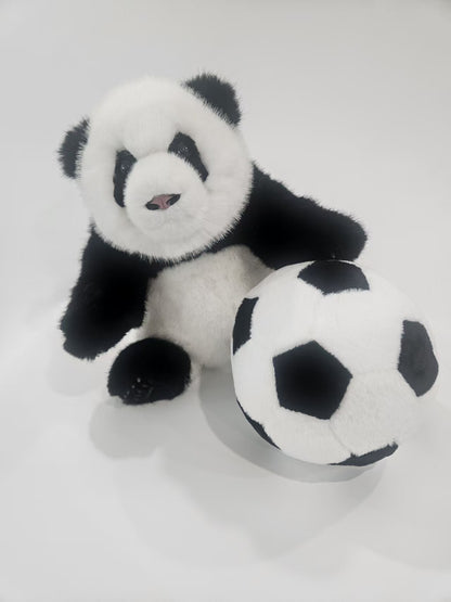 Chengshi panda stuffed animal with football handmade faux mink