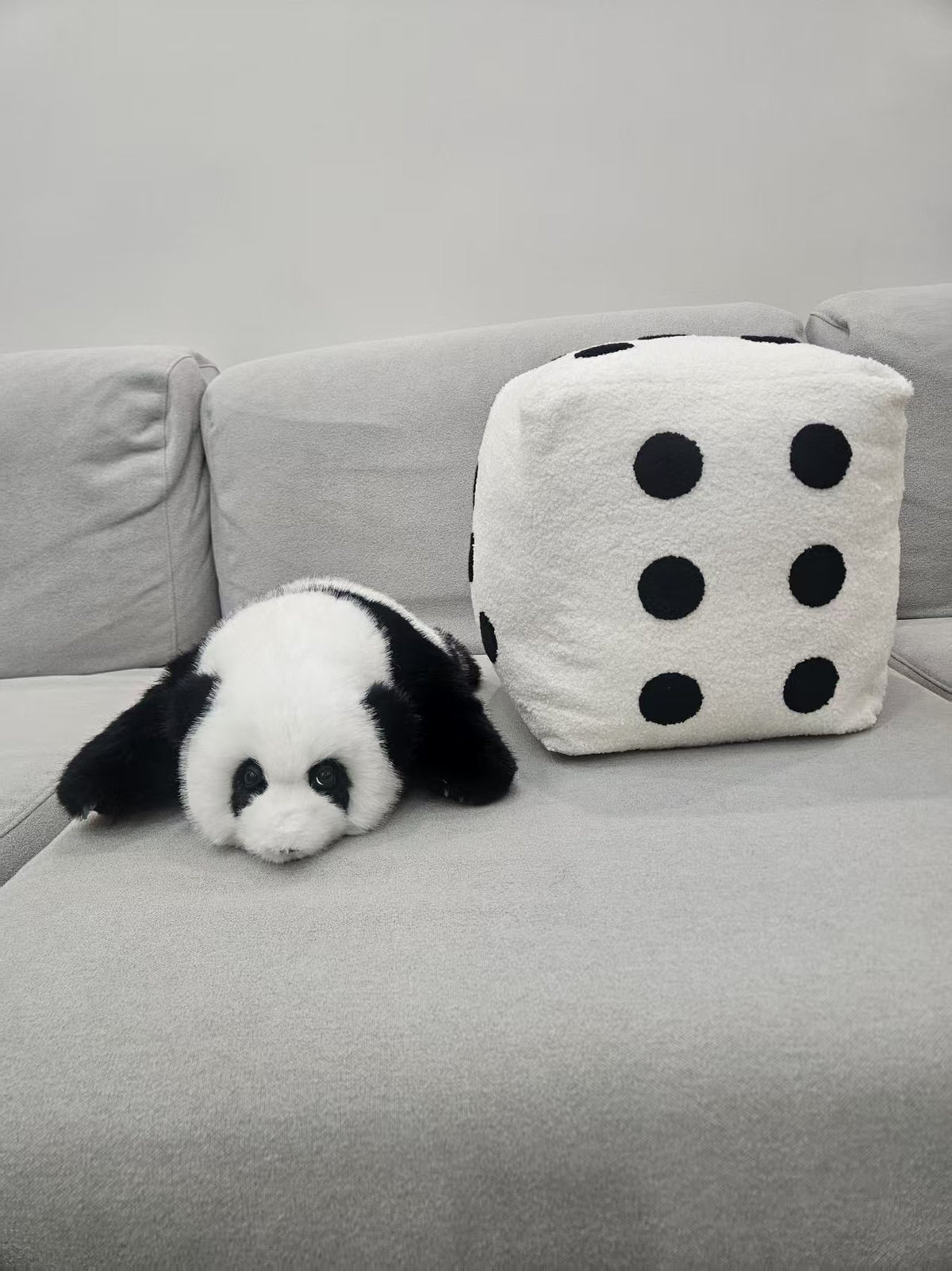 Baby panda dice plush set detail close up