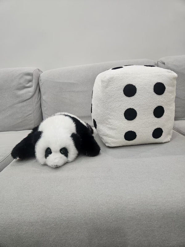 Baby panda dice plush set detail close up